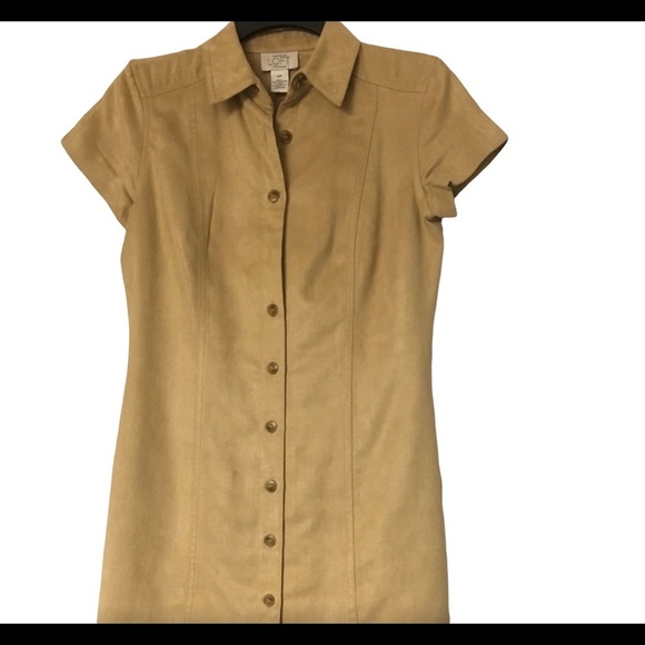 Ann Taylor LOFT Petites Suede Tan Dress 4P - Super Cute! - Picture 2 of 4